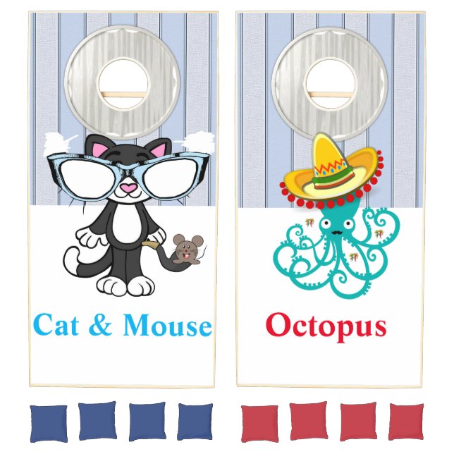 Corn Hole Set Cat & Mouse Octopus (Set)