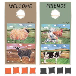 Corn hole set - farm animals
