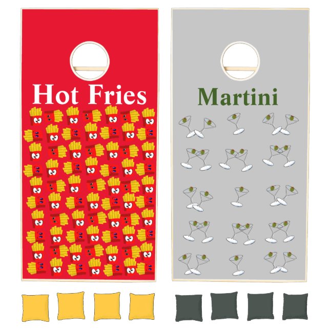 Corn Hole Set French Fries Martini Glasses (Set)