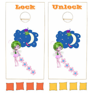 Corn hole Set Locks Unlock Moon Floral