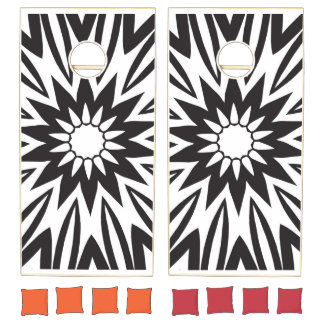 CORN HOLE SET OP ART BLACK AND WHITE LAWN GAME