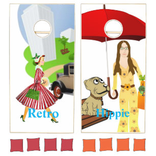 Corn Hole Set Retro Hippie Women