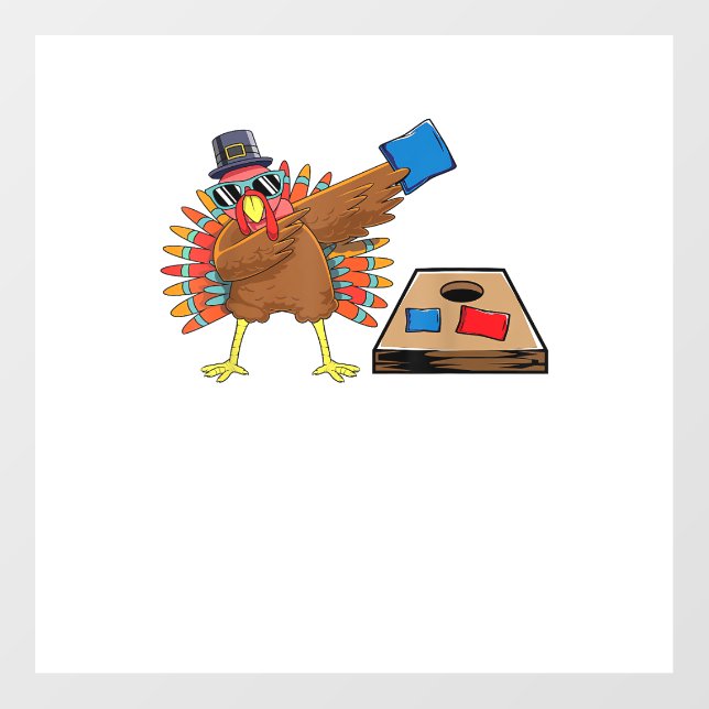 Corn Hole Thanksgiving Dabbing Turkey Cornhole Tos Floor Decals (Front)