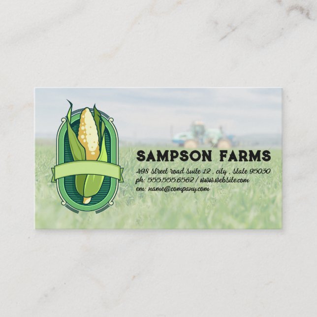 Corn Logo | Farm and Tractor Business Card (Front)