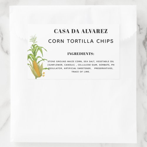 Corn Maize Product Ingredient  List  Rectangular Sticker