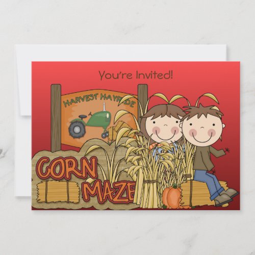 Corn Maze Autumn Party Invitations