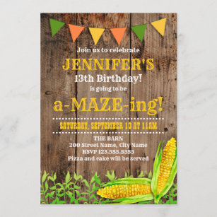 Corn Maze Birthday Invitation