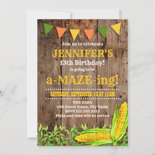 Corn Maze Birthday Invitation