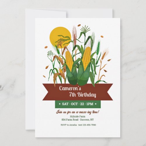 Corn Maze Birthday Invitation