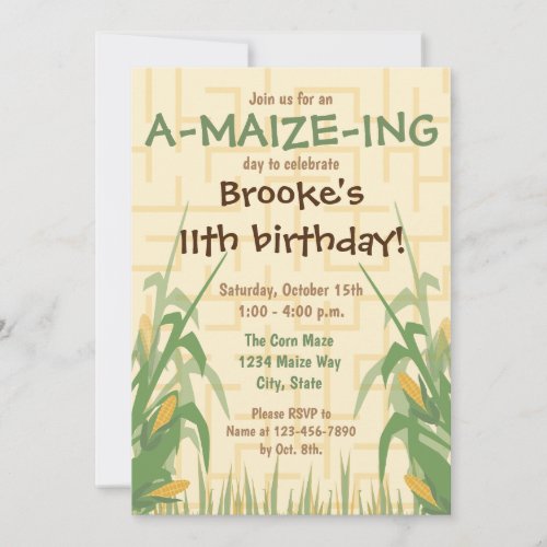 Corn Maze Birthday Invitation