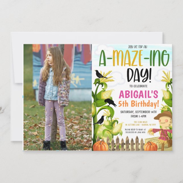 Corn Maze Birthday Party Invitation (Front)