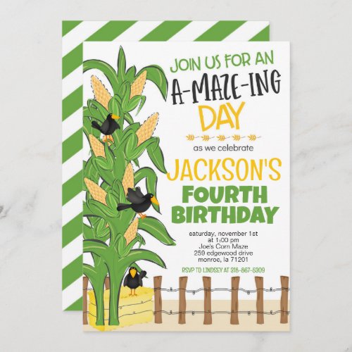 Corn Maze Boy Birthday Invitation