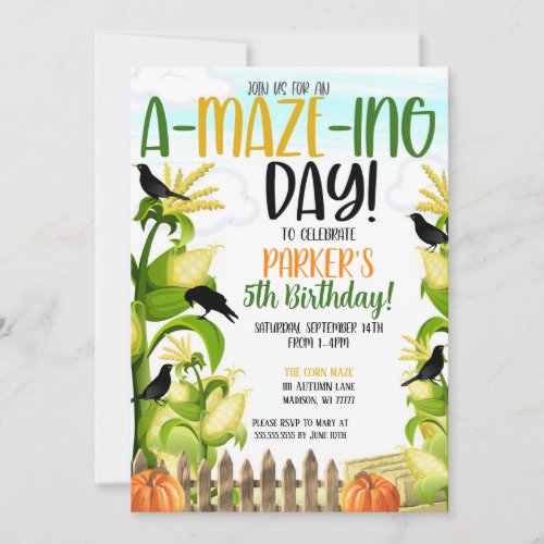 Corn Maze Boys Birthday Invitation