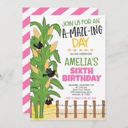 Corn Maze Girl Birthday Invitation