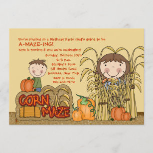 Corn Maze Party (Girl) Invitation