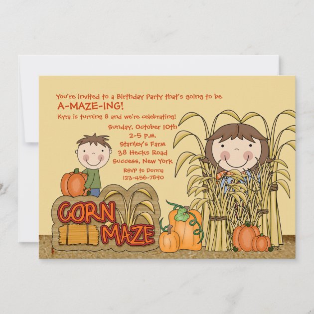 corn maze party invitations