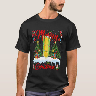 Corn Merry Christmas Tree Lights Santa Corn Xmas T-Shirt