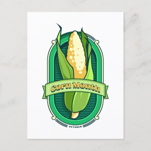 Corn Month October Postcard