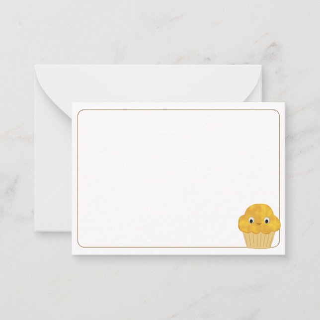  Corn Muffin Cute Drawing Blank Bordered Note Card (Front)