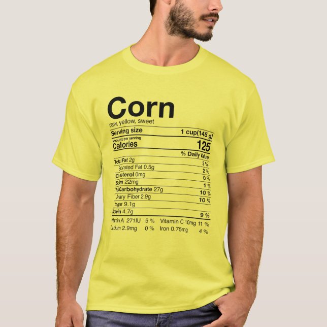 Corn Nutritional Facts Gifts Thanksgiving Costume  T-Shirt (Front)