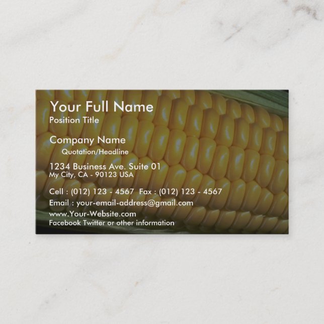Corn on the cob business card (Front)