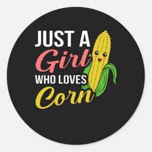 Corn On the Cob Day Girls Funny Corn Meme Pun Classic Round Sticker