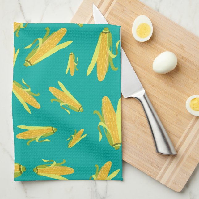 Corn On The Cob Pattern Kitchen Towel (Quarter Fold)