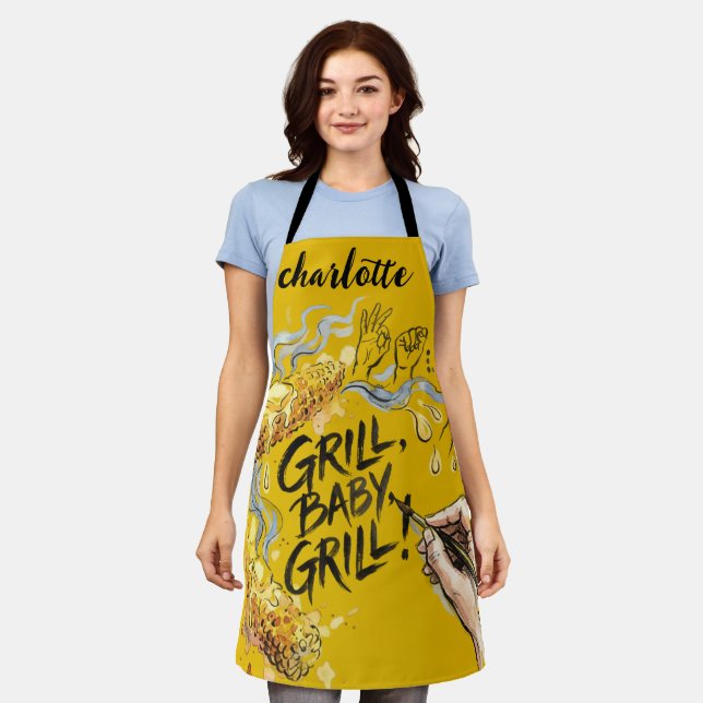 Corn On The Cob-Personalized BBQ & Corn Design Apron (Worn)