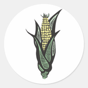 Corn on the Cob Rustic Farmhouse Vegetable Classic Round Sticker