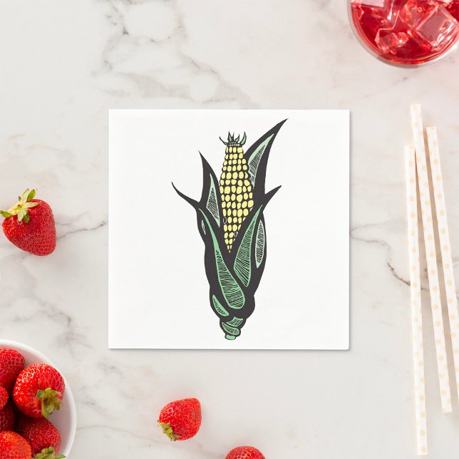 Corn on the Cob Rustic Farmhouse Vegetable Paper Napkins (Creator Uploaded)