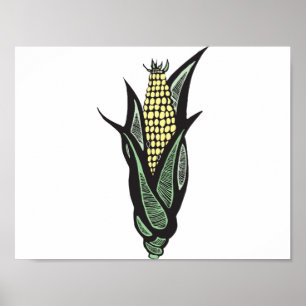 Corn on the Cob Rustic Farmhouse Vegetable Poster