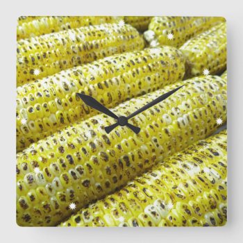 Corn On The Cob Square Wall Clock by theunusual at Zazzle