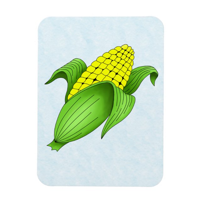 Corn On The Cob with Blue Bkgd Flexible Magnet (Vertical)
