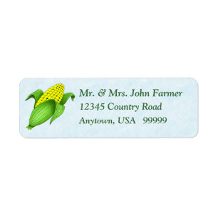 Corn On The Cob with Blue Bkgd Return Address Labe Label