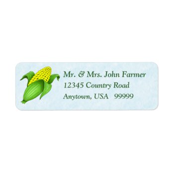 Corn On The Cob With Blue Bkgd Return Address Labe Label by debipayne at Zazzle