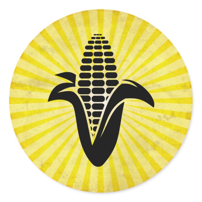 Corn on the Cob; Yellow Round Stickers