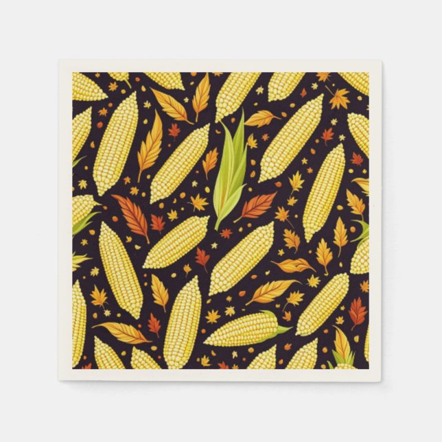 Corn Pattern Harvest Day Autumn Napkins (Front)