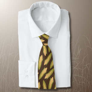 Corn pattern on brown Farmer Neck Tie