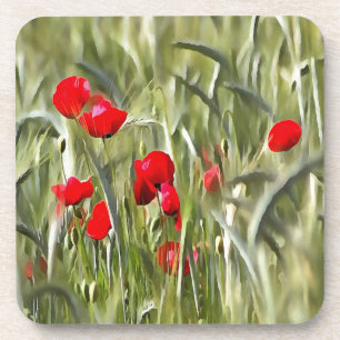 Corn Poppies Beverage Coaster