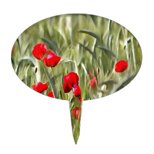 Corn Poppies Cake Topper