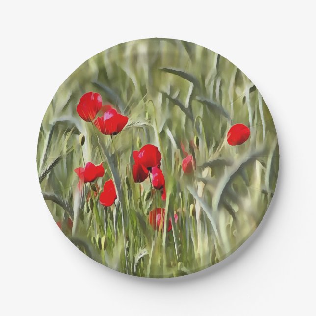 Corn Poppies Paper Plates (Front)
