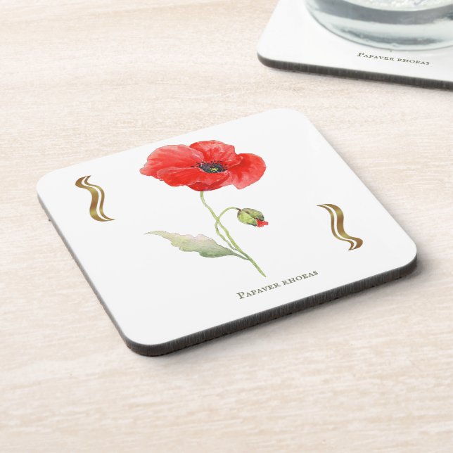 Corn poppy beverage coaster (Left Side)