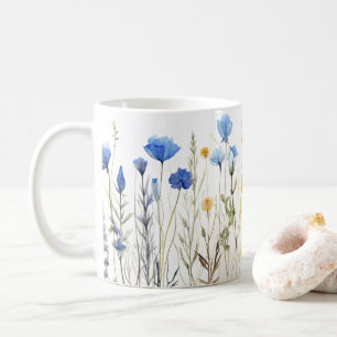 Corn Pressed Flowers Watercolor-Style Coffee Mug