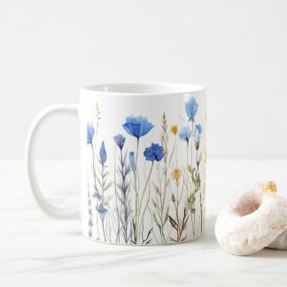 Corn Pressed Flowers Watercolor-Style Coffee Mug