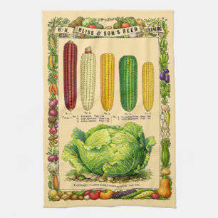 Corn Retro Victorian Era Botanical Art Kitchen Towel