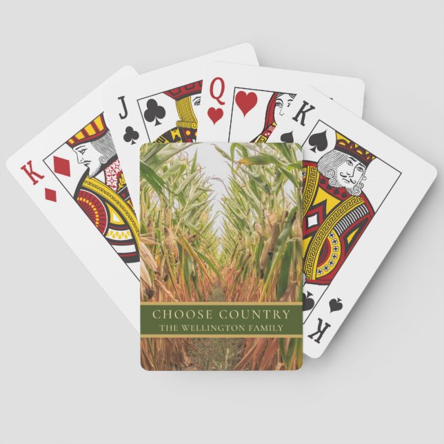 Corn Row Photo Choose Country Personalized Poker Cards (Back)
