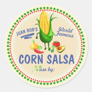 Corn salsa Mexican southwest personalized canning Classic Round Sticker