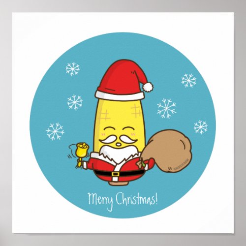 Corn Santa Claus Merry Christmas Poster