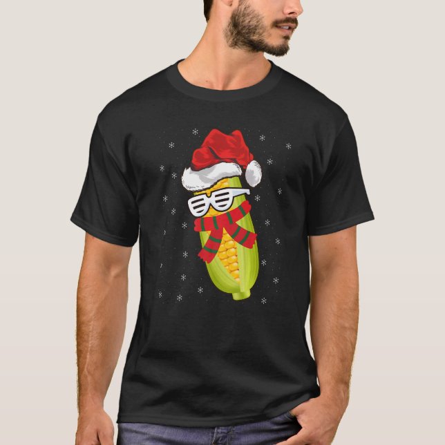 Corn   Santa Hat Corn Christmas T-Shirt (Front)