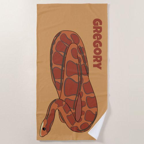 Corn Snake Orange Red Realistic Personalized Beach Towel